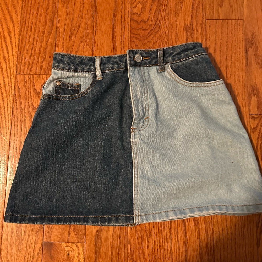 Missguided Two Tone Denim Mini Skirt
